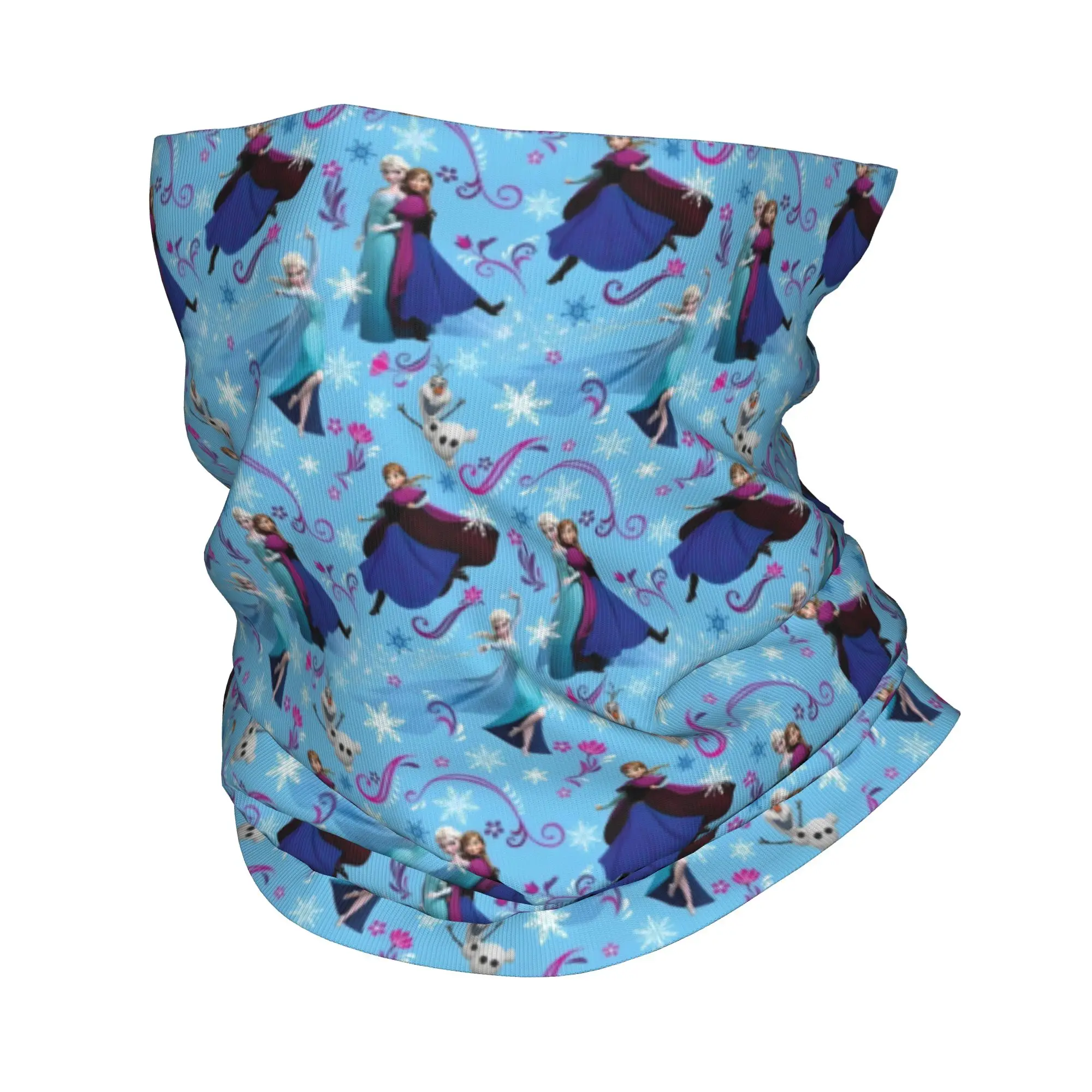 

Custom F-Frozen Elsa Blue Bandana Neck Gaiter for Ski Hunting Men Women Wrap Scarf Cartoon Headband Warmer