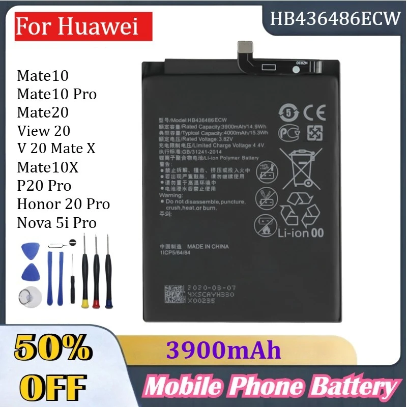 

HB436486ECW Battery For Huawei Mate10/Mate10 Pro/Mate20/View 20/20Mate X/Mate10X/P20 Pro/Honor 20 Pro/Nova 5i Pro Batteries