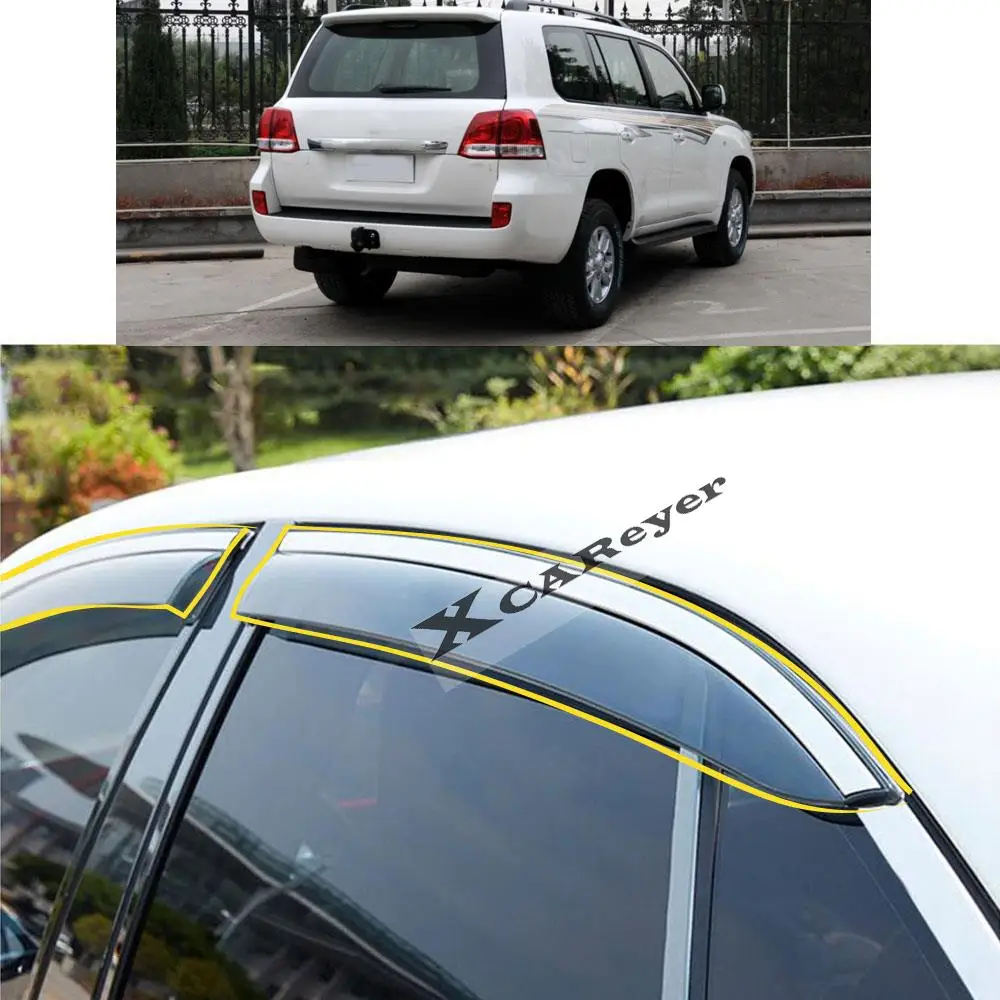 

Для TOYOTA Land CRUISER LC200 FJ200 2008-2018 наклейка для стайлинга кузова автомобиля пластиковое оконное стекло ветрозащитный козырек детали от дождя/солнца
