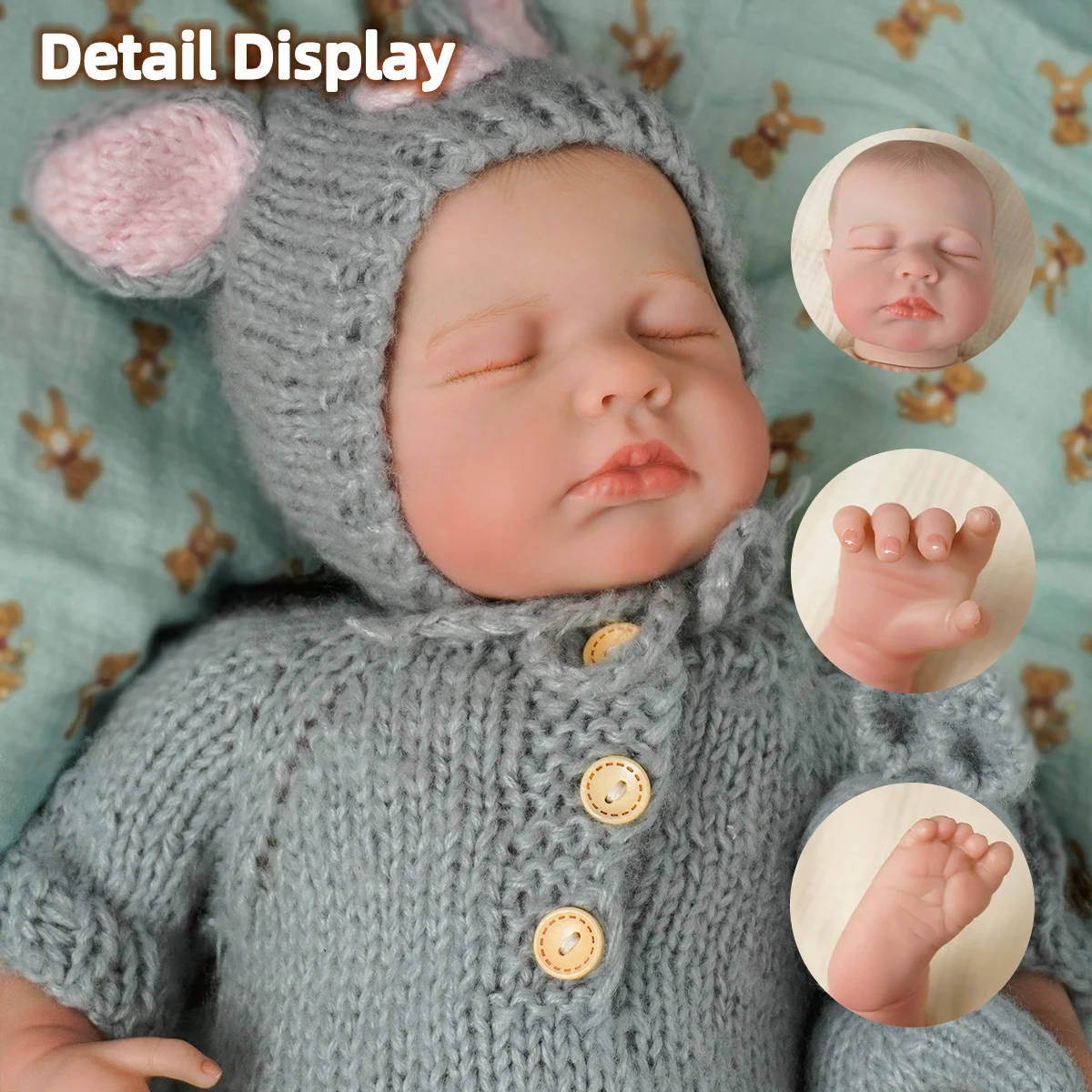 JOYORA 50cm Fashion Newborn Doll 3D Skin Realistic Soft Touch Cute Toy Doll Children's Toy Gift High Quality Handmade Doll