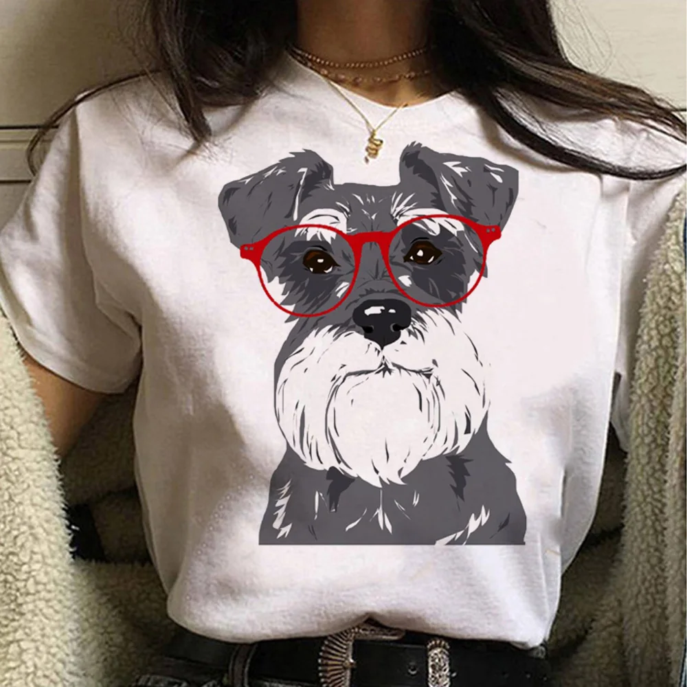 Schnauzer T-Shirts Vrouwen Ontwerper Manga Grappige Top Meisje Manga Kleding