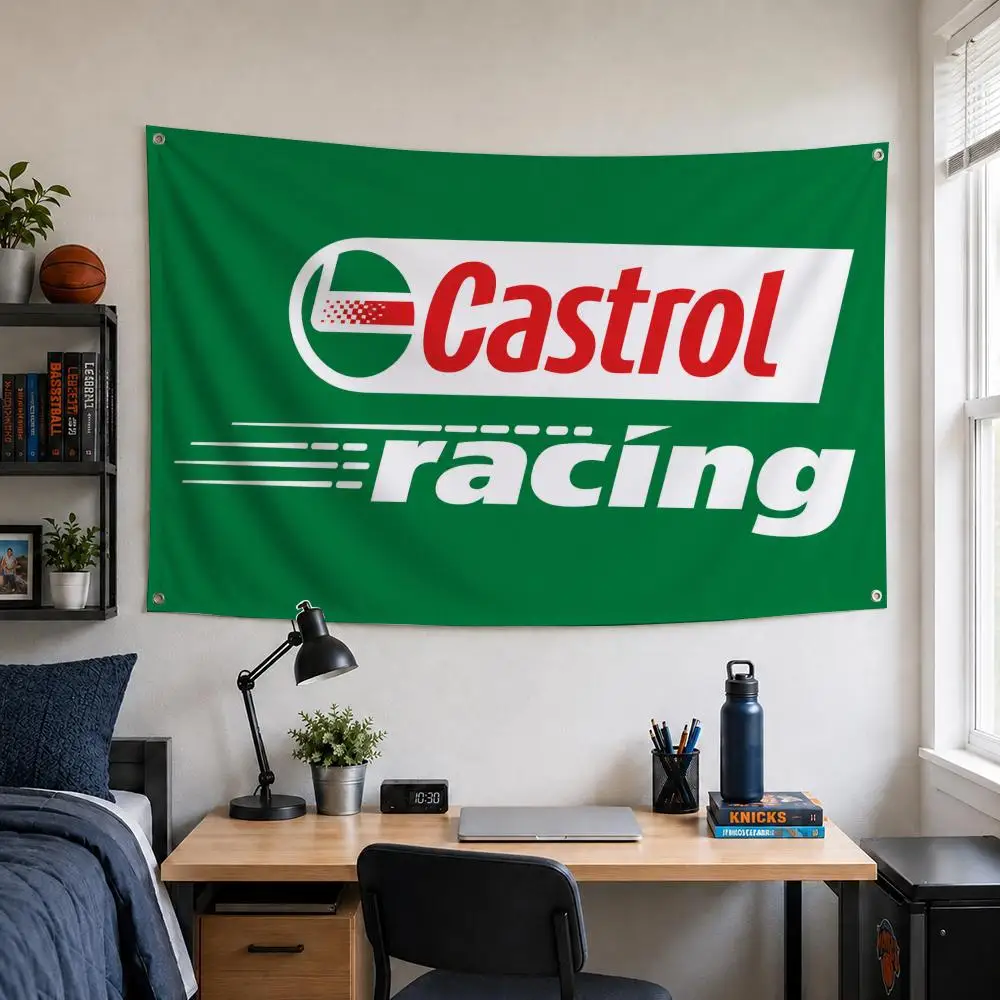 Automotive Brand Castrol Moto Oil Flags Home Yard & Garden Decor Banner - Indoor Outdoor Wall Hanging Flag