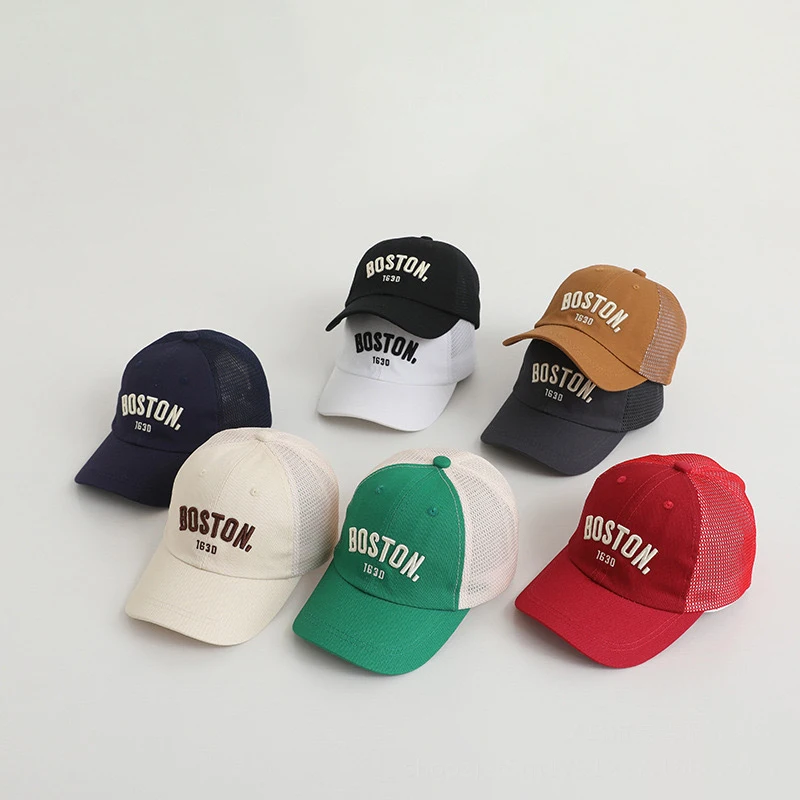 

Summer Children Mesh Baseball Cap Color Block Baby Sun Hat Fashion Letter Kids Duck Tongue Hat 2-7Year Sport Sunshade Peaked Cap