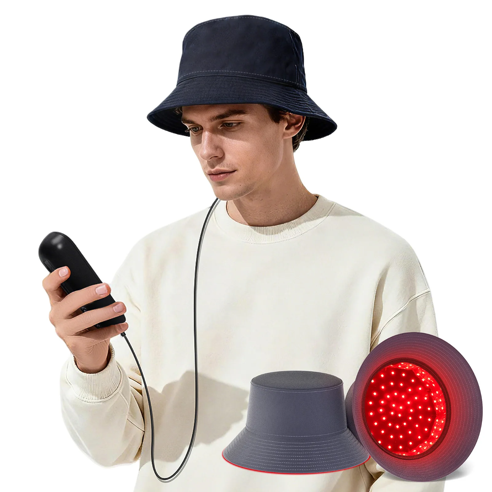 LED850nm Red Light Near Infrared Hat, Household Head Mounted Optical Bucket Hat Portable