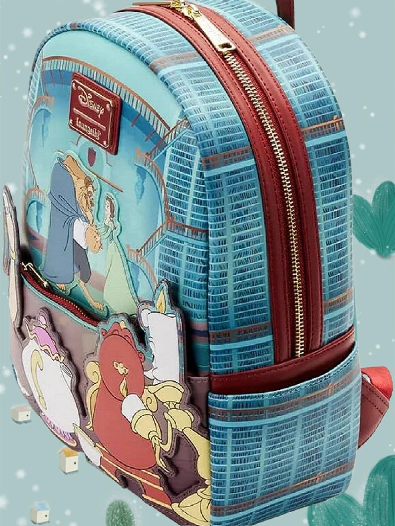 

Beauty and The Beast Library Backpack Women's Purse Girl's Book Bag Casual Backpack Shoulder Bag