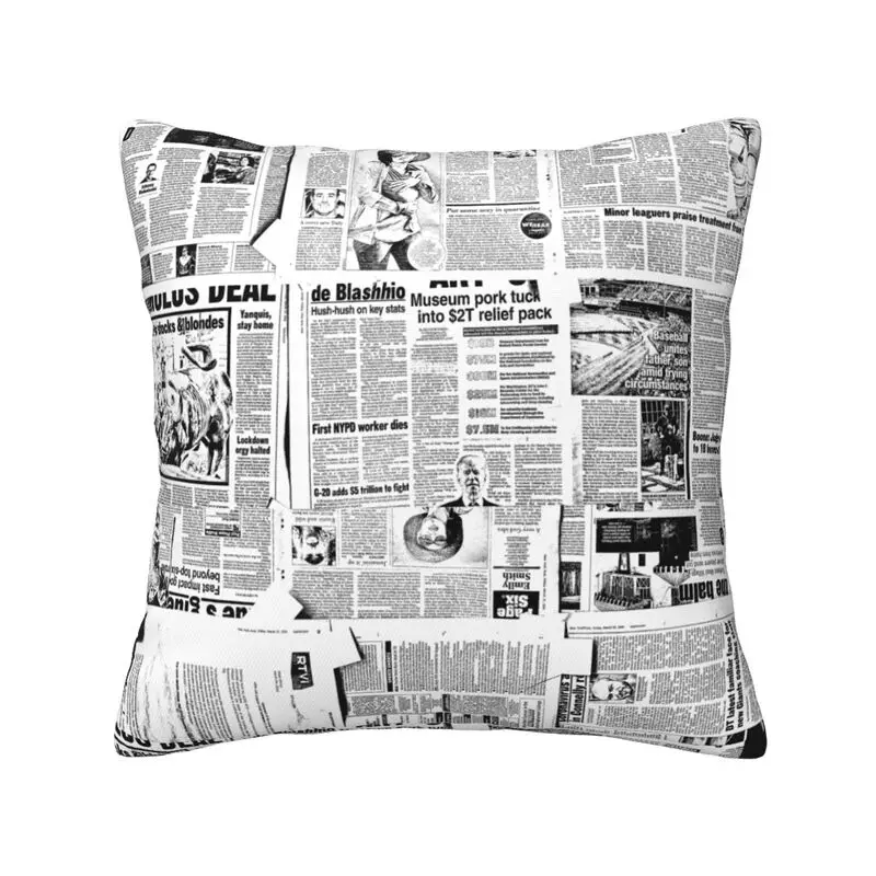 Black and white newspaper pillowcase Home Sofa Office Cushion Cover Decor Car Decoration