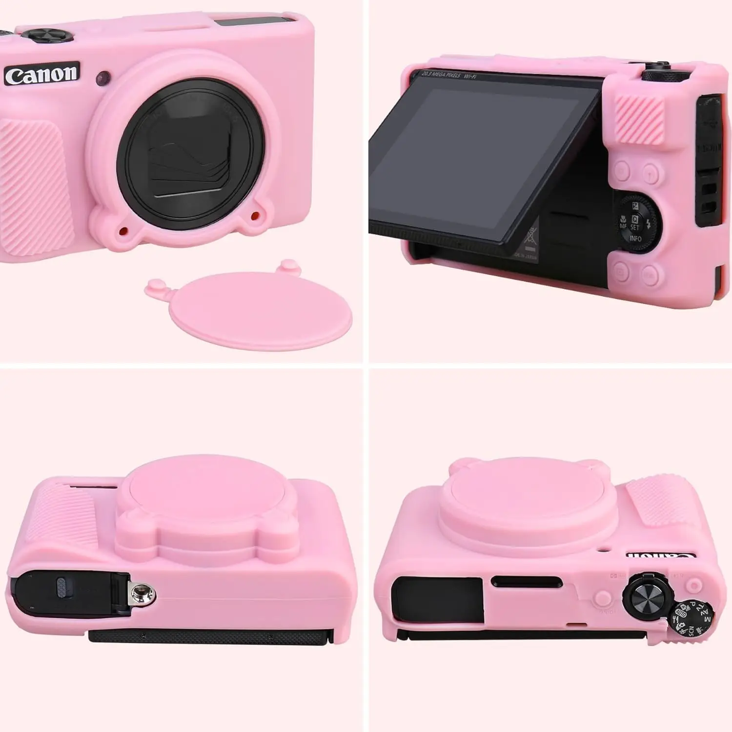 حافظة صلبة + غطاء سيليكون لجهاز Canon PowerShot SX740/SX730، حقيبة EVA مقاومة للصدمات مع غطاء للعدسات وحزام معصم، وردي #5