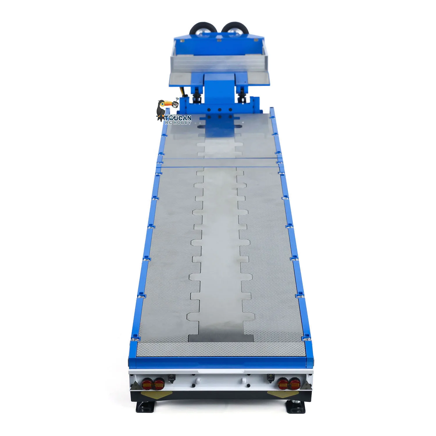 Remolque bajo de Metal de 2 + 5 ejes 1/14 RC, remolque Lowboy para juguetes, Tractor de control remoto, camión volquete, excavadora, cargador, Bulldozer, modelo de coche