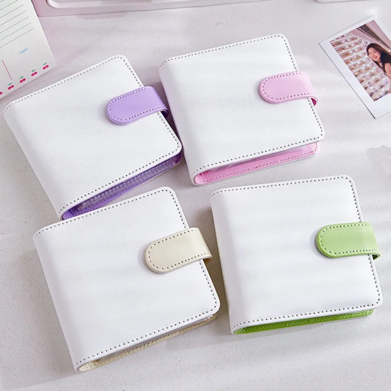 Mini Candy Color Pu Leather Kpop Photocards Binder Collect Book 3inch Card Storage Idol Card Photo Album Holder Book Stationery