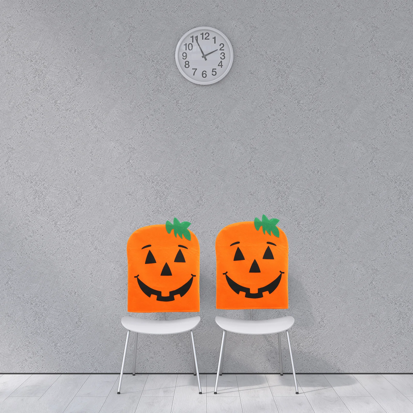 

2pcs Halloween Chair Cover Spooky Face Pattern Practical Protector For Dining Room Party Decoration Nonwovens Chair Slipcover