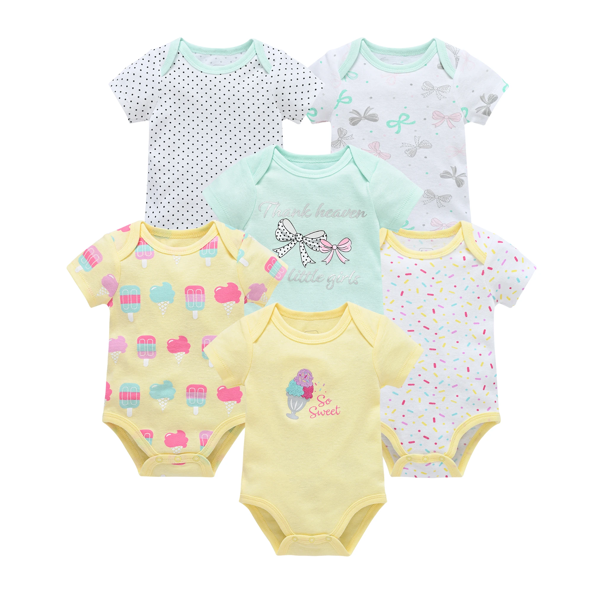 Baby Cotton Short Sleeve Bodysuits 19