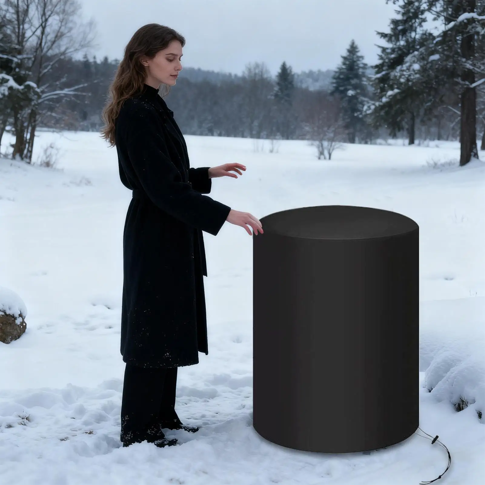 Fire Pit Cover Round Waterproof Protector With Drawstring Winter Heavy Duty Fire Pit Cover For Outside Garden Backyard Farm