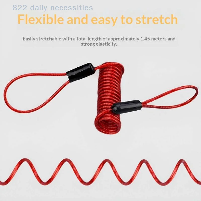 convenientBicycle Spring Cable Lock Heavy Duty Anti-Theft Alarm Rope Lock 1PC for Student Bikes Commuting E-Scooters Use