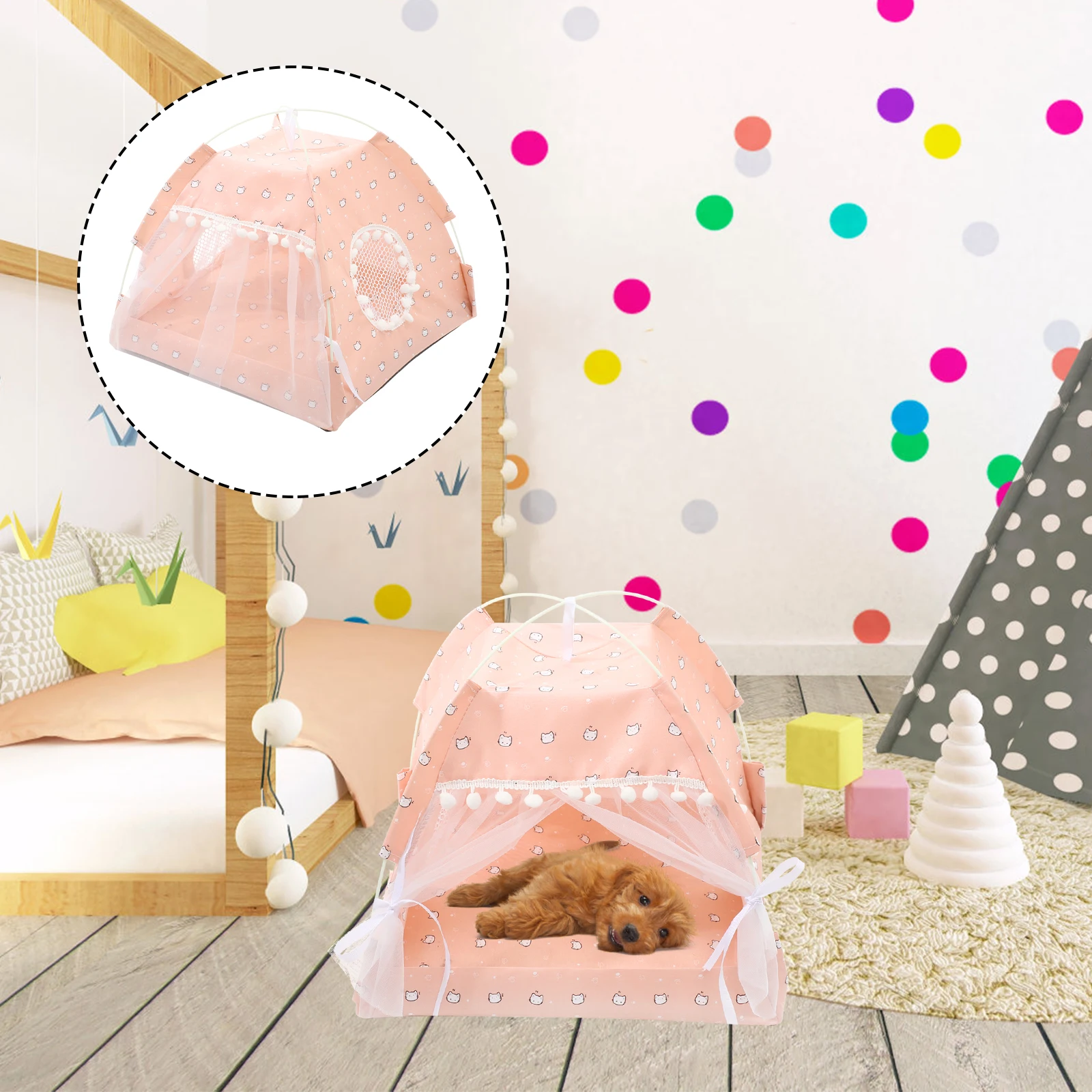 Barraca de verão para gatos, casa para animais de estimação, portátil, cueva, cachorro, recém-nascido, tecido confortável, durável, dobrável, brinquedos ao ar livre