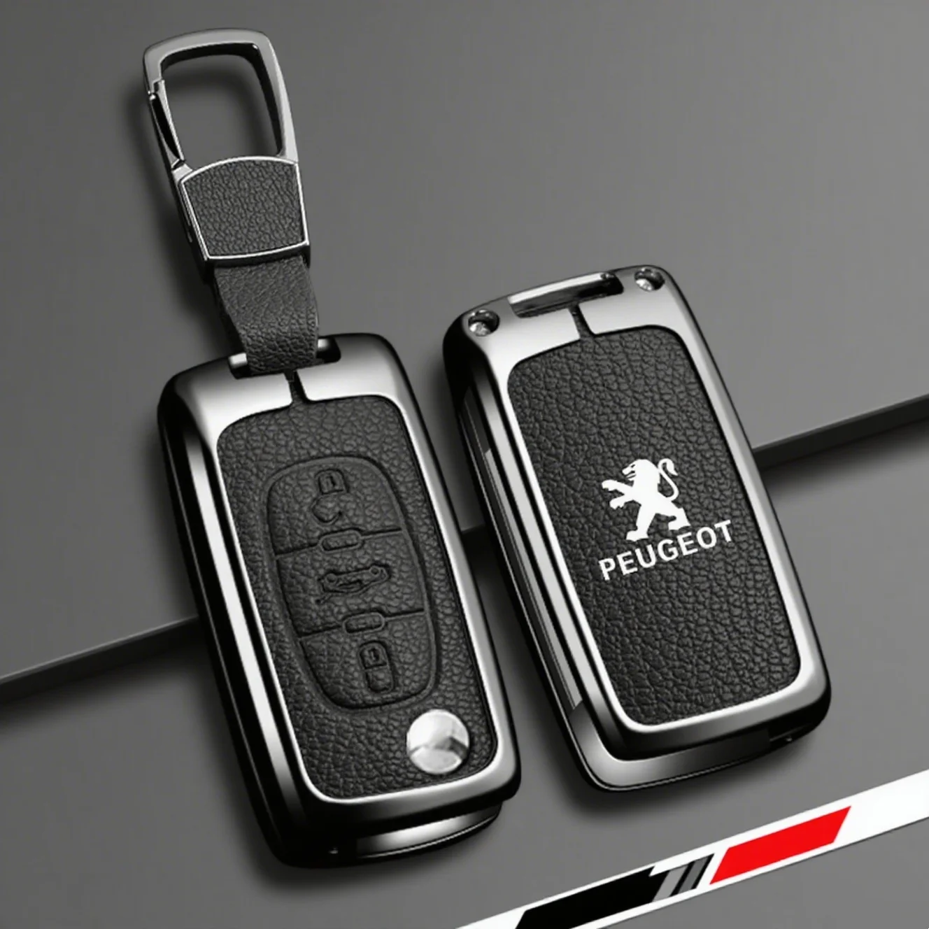 For Peugeot 207 307 308 407 807 607 Protector Keychain Accessories New Leather Car Flip Remote Key Case Fob Cover Holder Shell