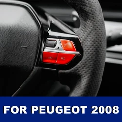 For Peugeot 2008 2022 2023 2024 Car Steering Wheel Button Switch Decoration Cover Sticker Interior Accessories