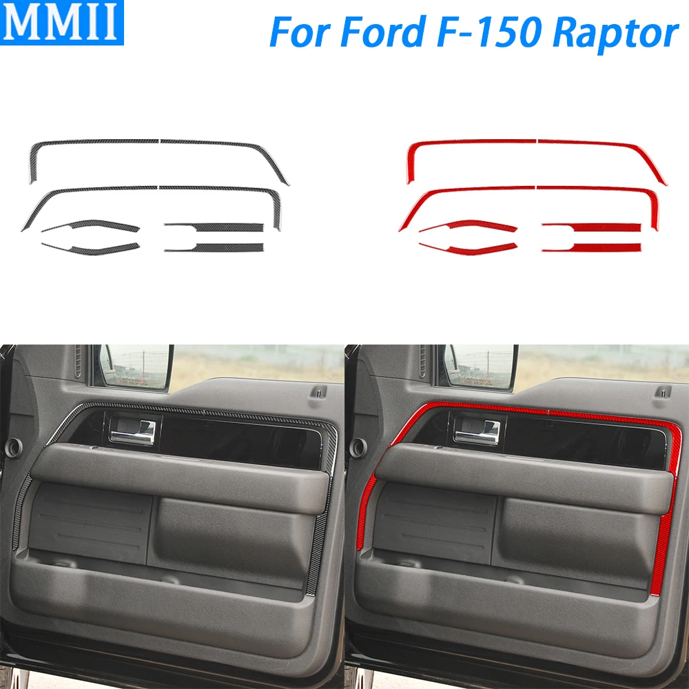 

For Ford F150 Raptor 2009-2014 Carbon Fiber Front Door Panel Frame Decorative Strips Car Interior Decoration Accessories Sticker