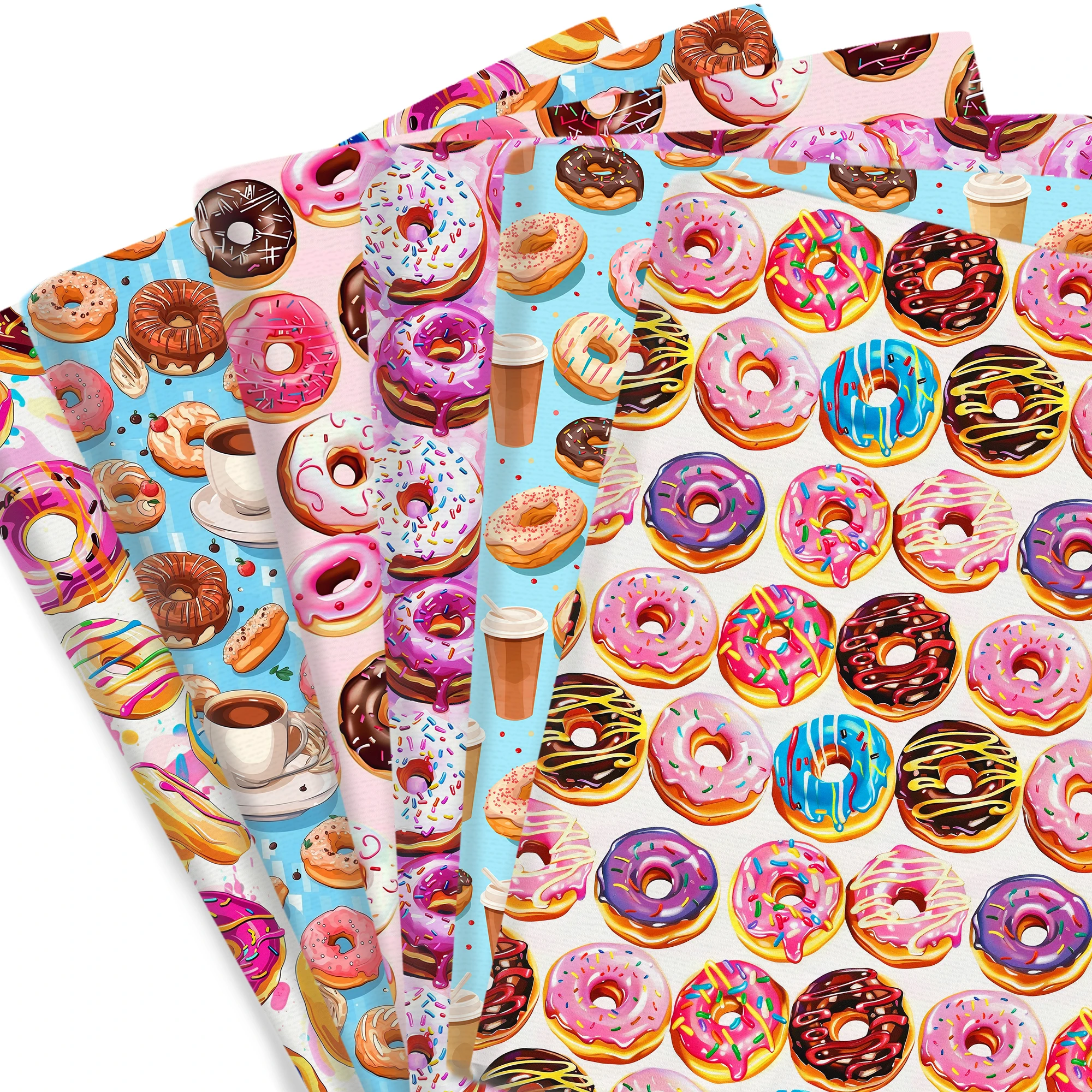 50*45cm Donuts Cffee Series Printed Polyester Cotton Fabric for Tissue Sewing Quilting Fabrics Needlework Material DIY Handmade