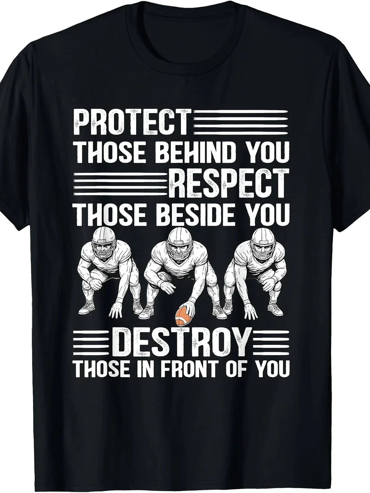 Respect Destroy Offensive Lineman Football Long Sleeve T Shirt