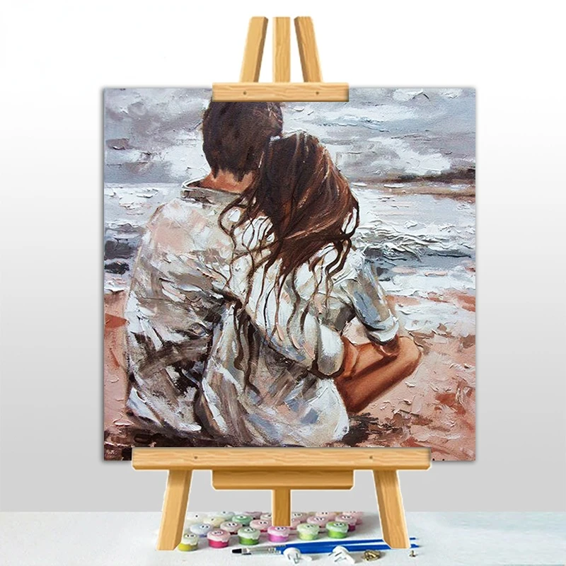 cross language the sea couple picture painting by number woman adults Zero-based painting Acrylic paints Home decoration gifts