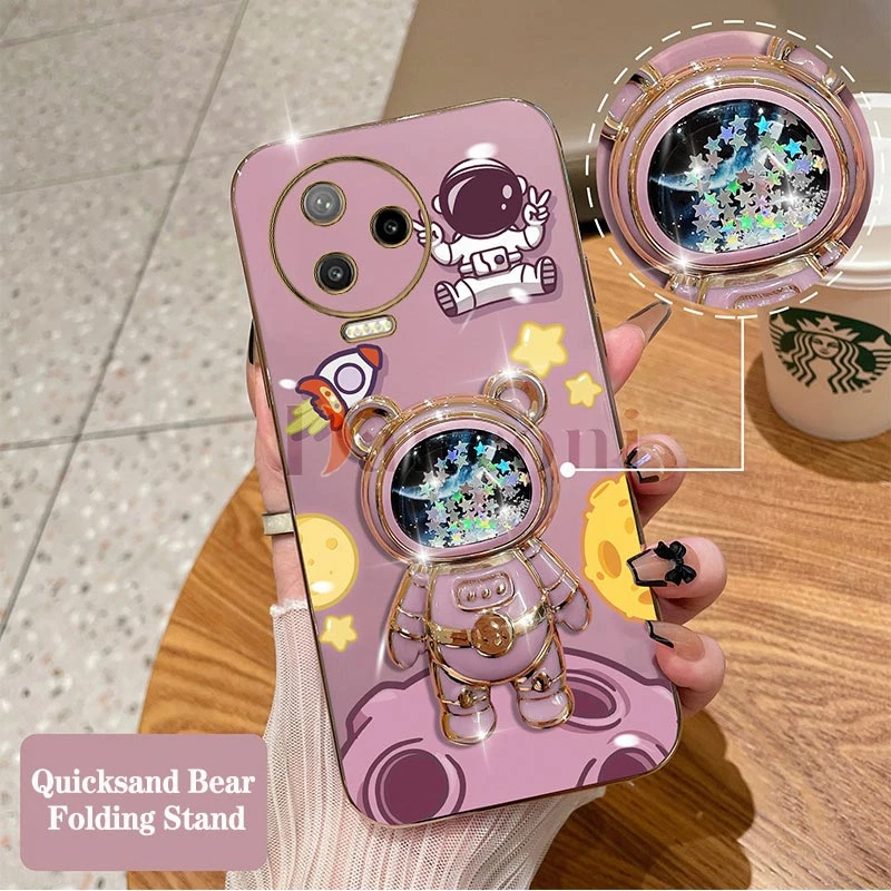 Cheering astronauts Plating Phone Holder Case For Infinix Note 12pro 12 12 VIP 11 11Pro 10 Pro Hot 12 Play 11S 10 20 play Cover