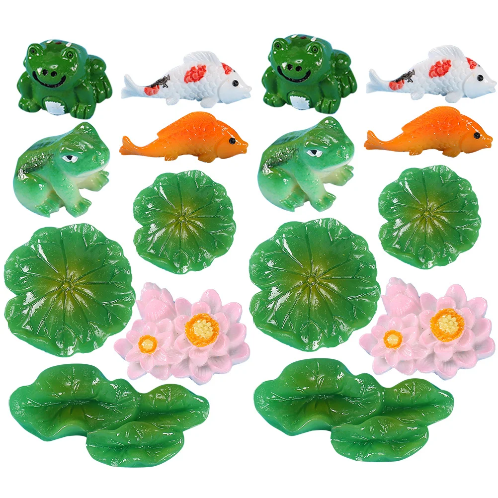 

1Set Mini Frog Garden Ornament Mini Lotus Leaf Bonsai Decorative Goldfish Statues Micro Landscape Terrarium Accessories