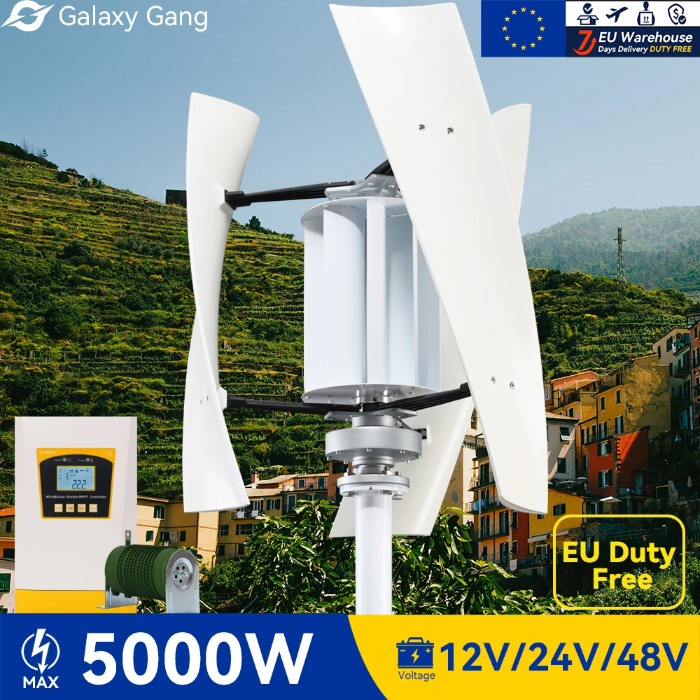 Galaxy Gang 5000W Vertical Axis Maglev Windmills Turbine High Voltage Generator 12V 24V 48V With Hybrid Charge Controller GGX5