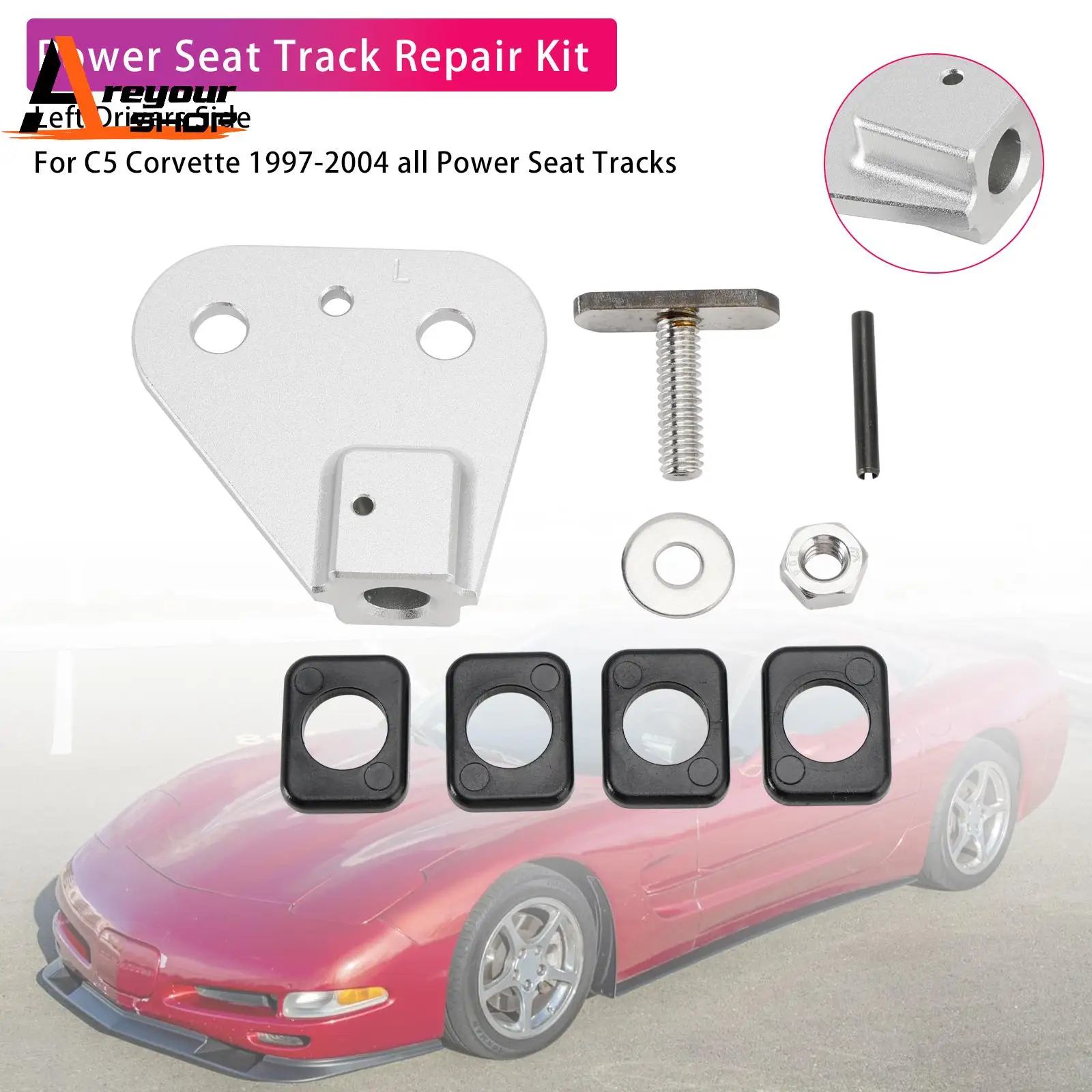 Areyourshop Power Seat Track Repair Kit Left Drivers Side Fit for Chevy Corvette C5 1997-2004