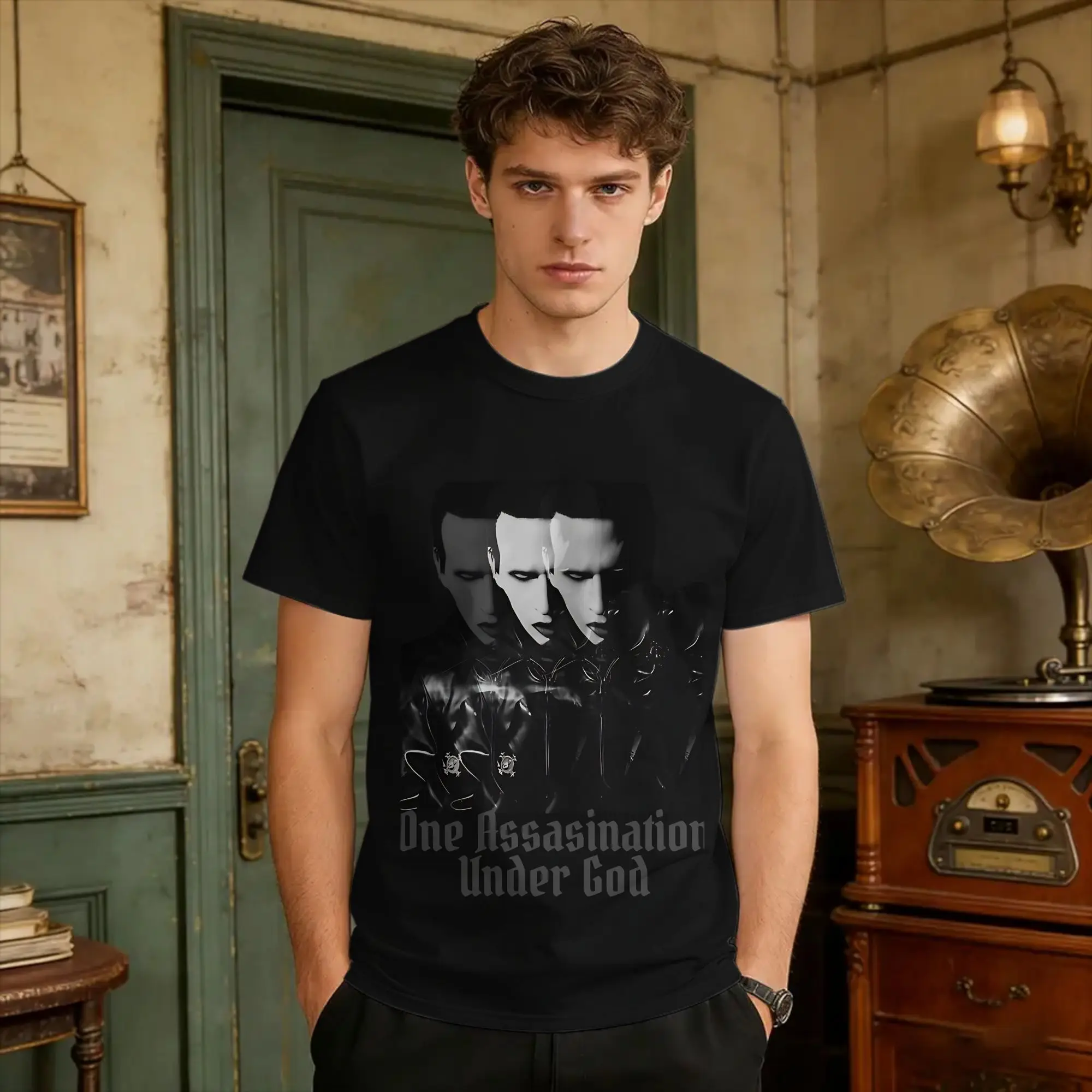 Marilyn Manson One Assassination Under God  T Shirt Summer  Hipster T Shirts Cotton O Neck Plus Size 5XL Tees Awesome Tshirt