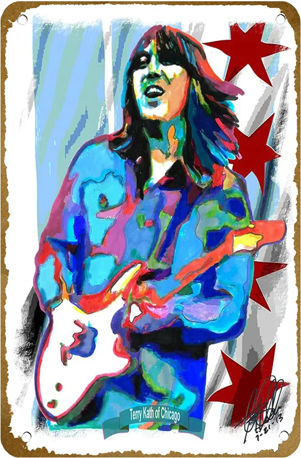 Terry Kath, Chicago, Guitar, Vocals, Rock, Hard Rock, Blues Poster Vintage Metal Tin sign Logo Family Club Bar Cafe Bedroom Art