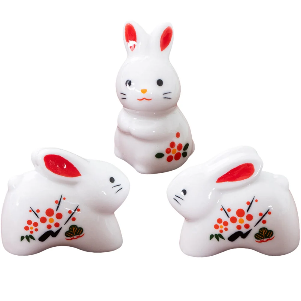 

3 Pcs Desktop Decoration Bunnies Decorations Cartoon Bunny Design Figurines Japanese Animal