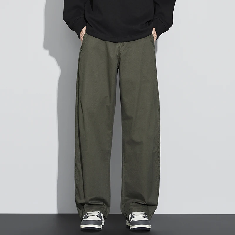 

Men's Casual Pure Cotton Summer Thin Loose Breathable Straight Leg Long Pants Wide Leg Sports Trousers Autumn Seasonal Wear