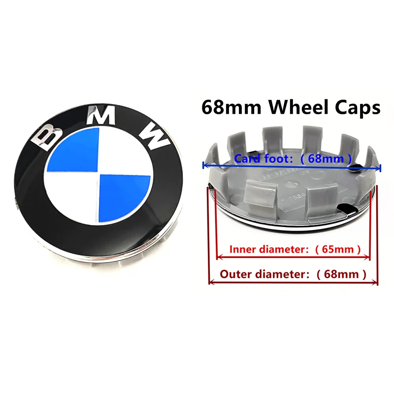 100 Pcs 68mm 10 Pins 36136783536 Car Wheel Center Caps Logo Rim Hubcap Hub Cover Badge Emblem Auto Accessories Blue White Black