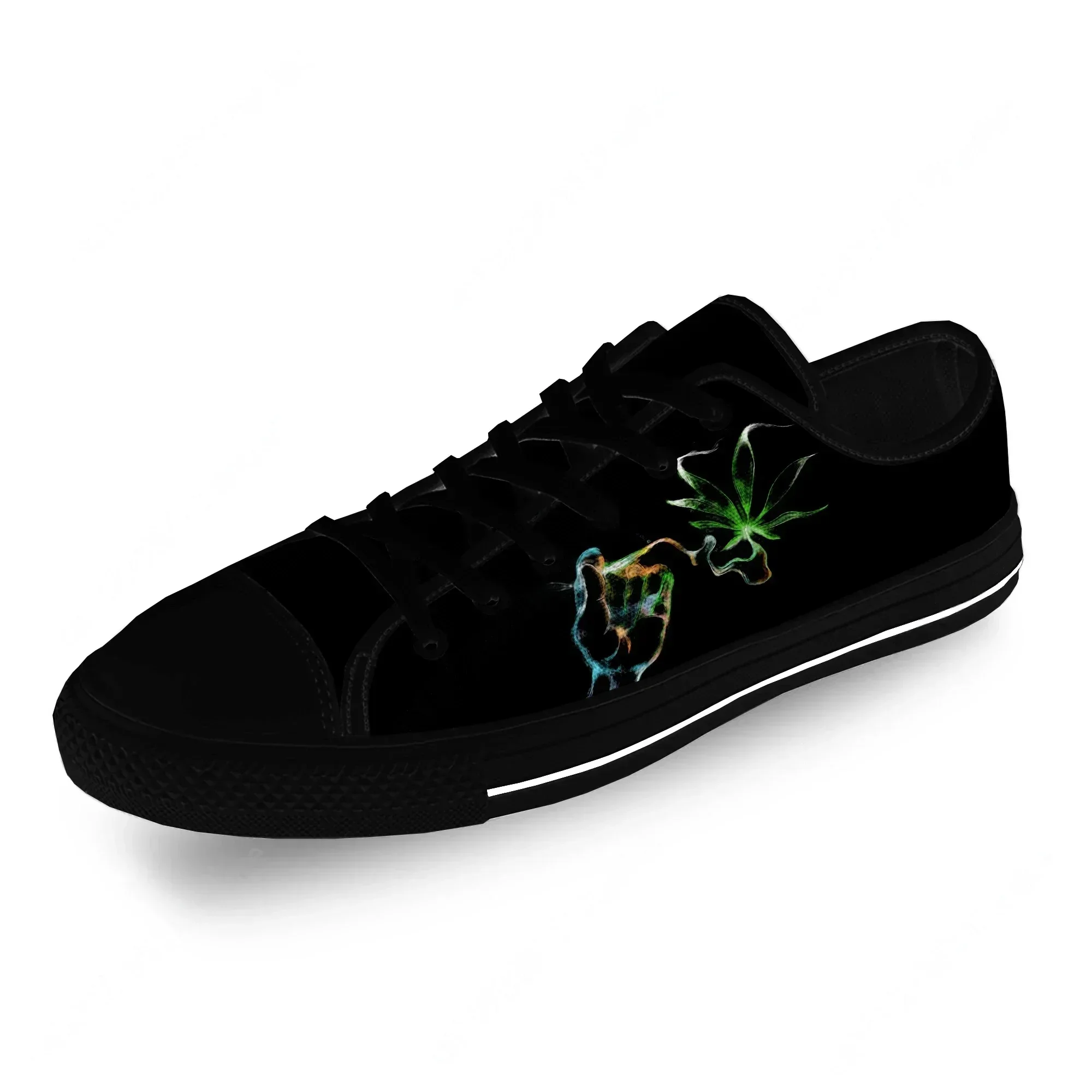 Smoking 3D Weed Anime Funny Cool Casual Cloth Fashion 3D Print Low Top Canvas Shoes Men Women Lightweight Breathable Sneakers