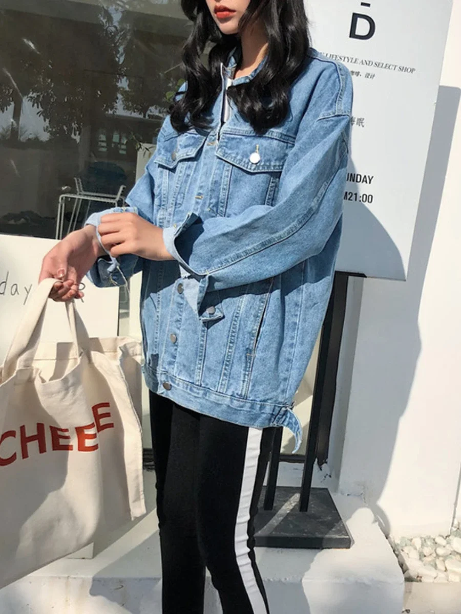 New Korean Fashion Denim Jacket Women Outerwear Oversized Jeans Jackets Female Vintage Loose Streetwear Clothes