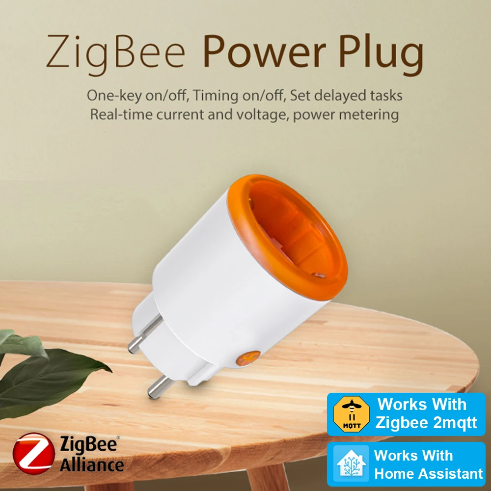 Homekit Smart Zigbee Power Plug 16A EU Outlet Meter Remote Control Work With Zigbee2mqttt and Home Assistant