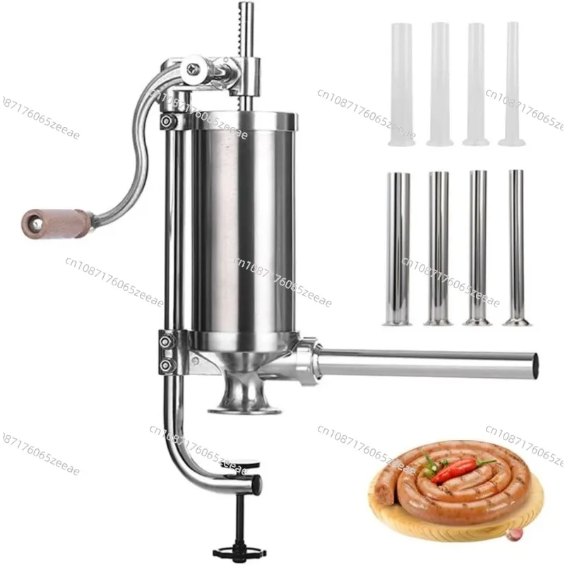 

Sausage Stuffer, Stainless Steel Homemade Sausage Maker Vertical Meat Filling Kitchen Machine, Packed 8 Stuffing Tubes