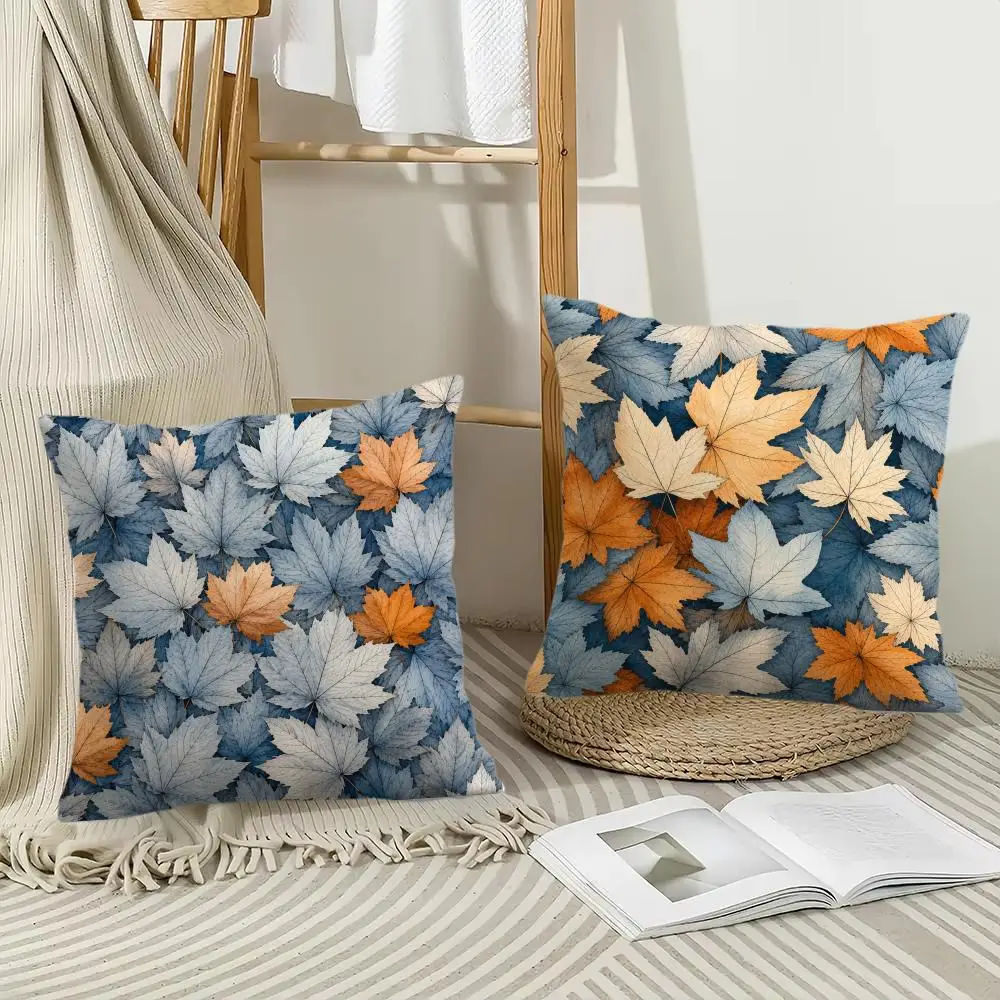 Autumn Maple Leaves Cushion Cover Pillow Case Short Plush Square Throw Pillow Covers Pillowcase Sofa Home Decor Gift