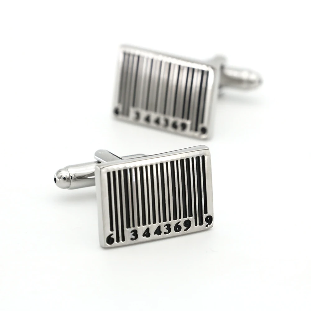 

Bar Code Cuff Links For Men Fashion Design Quality Brass Material Black Color Cufflinks Wholesale&retail