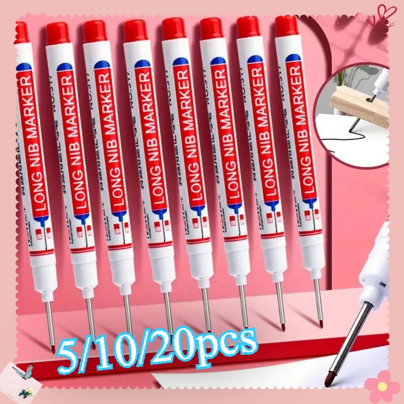 

Набор маркеров на масляной основе, 1/5/10/20 шт. — водонепроницаемые для плитки, дерева, металла — длинный наконечник (красный/черный/синий)