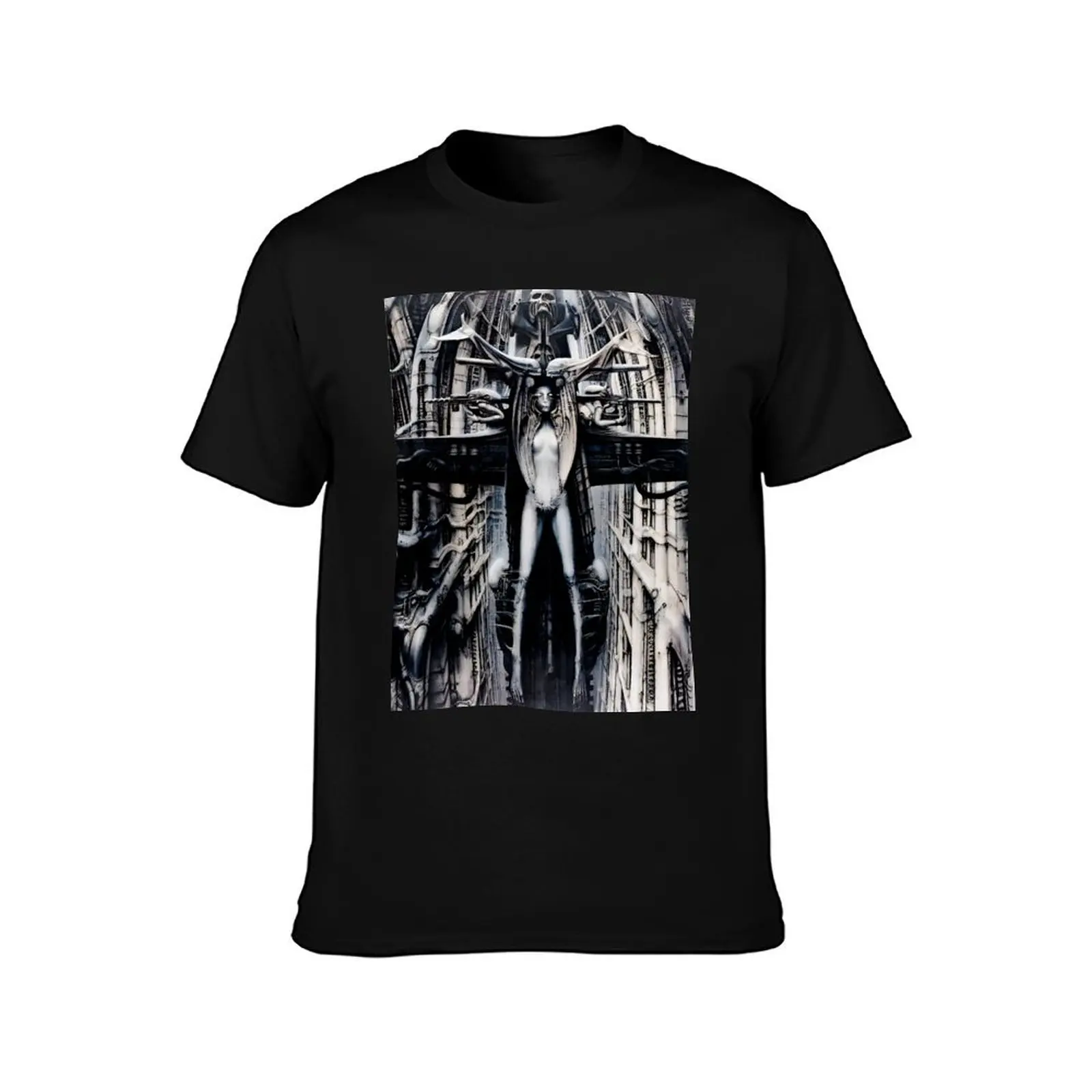 HR Giger Steampunk Xenomorph T-Shirt Basic Regular Fit Casual T-Shirt
