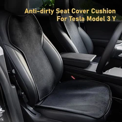 Anti-dirty Seat Cover Cushion for Tesla Model 3 Y 2021-2025+ Flannel Anti-kick White Pads Special Custom Mat Car Accessories
