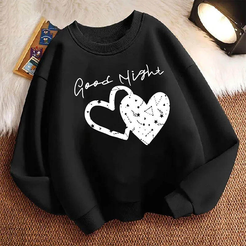 Pullover Hoodie Good Night with Love Heart Design Hoodie Sweatshirt Casual Hoody for Boys Girls Hoodies Clothes Kids