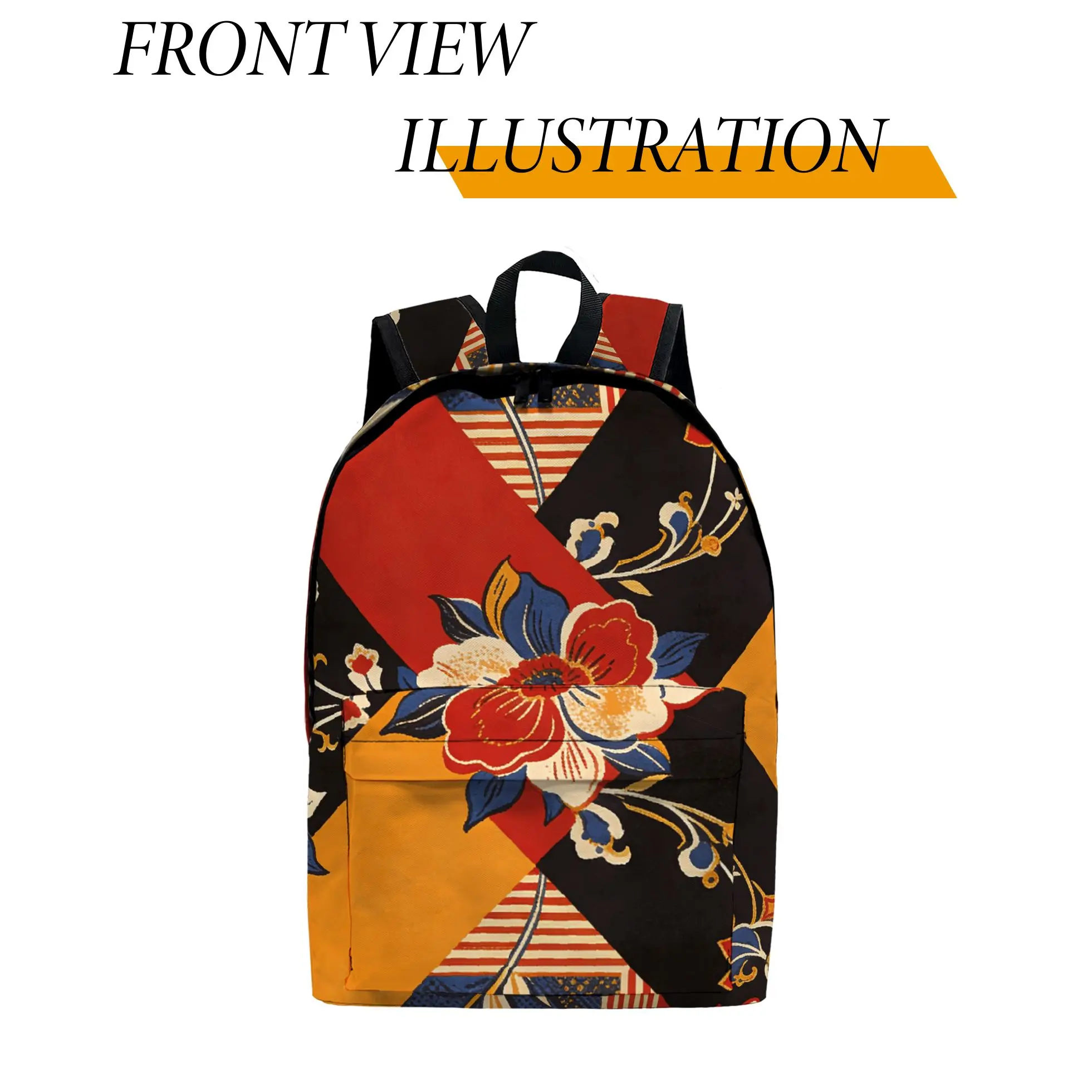 

1pc Japanese floral print Backpack, Fashionable and Simple, Unisex, Large Capacity, High-Quality Gift
