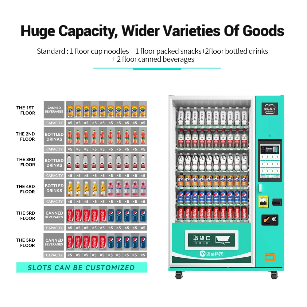 Single Small Cold Beverage Vending Machine Automatic Vending Machine for Snacks and Drinks Support QR Cash Credit Card Payment