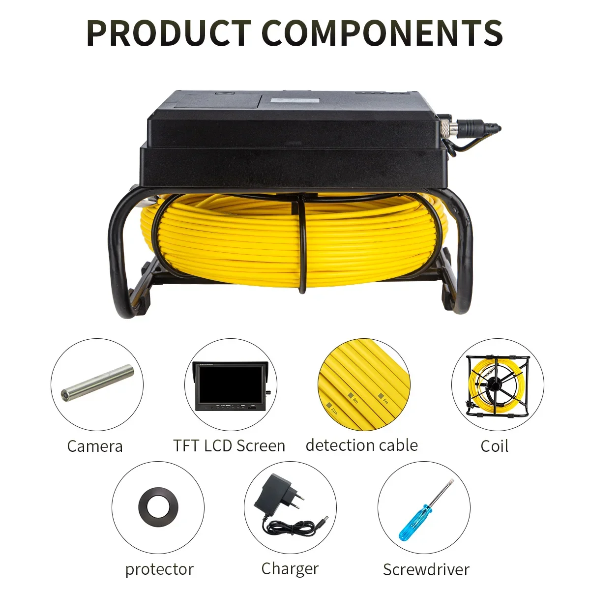 كاميرا فحص الأنابيب 9 بوصة HD1080P مراقب 6.5 مللي متر خط أنابيب الصرف الصحي Borescope ، SYANSPAN 8GB DVR استنزاف الفيديو المنظار الصناعي