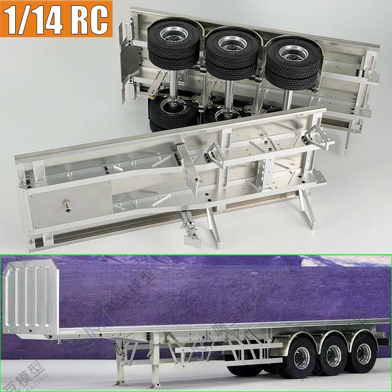 Simulation Metal RC Flatbed Trailer for 1/14 Tamiya RC Truck for SCANIA 770S R620 for VOLVO Arocs for MAN TGX Car Accessories