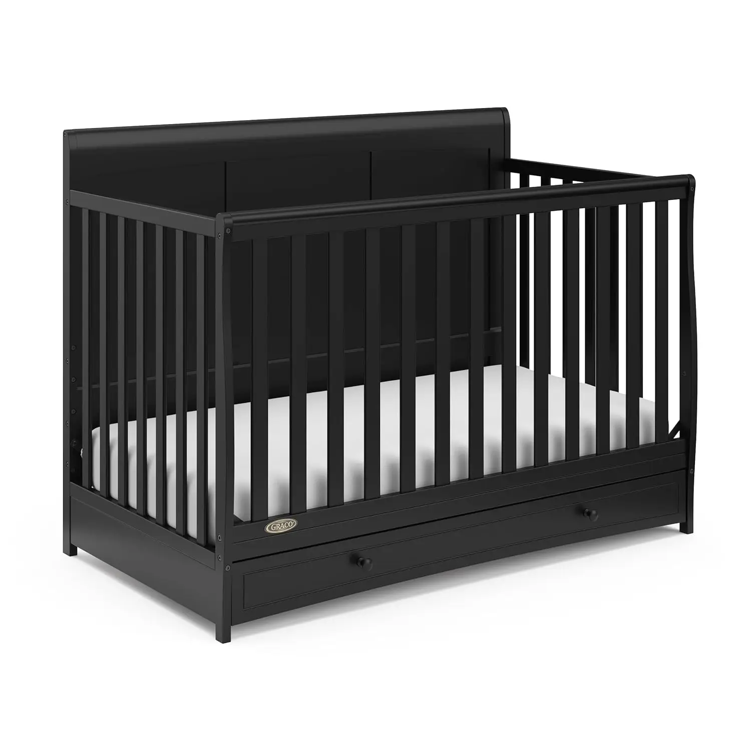 Graco ashville 4-in-1 Convertible Crib dengan laci (hitam)-GREENGUARD bersertifikat emas, boks dengan laci Combo, ukuran penuh