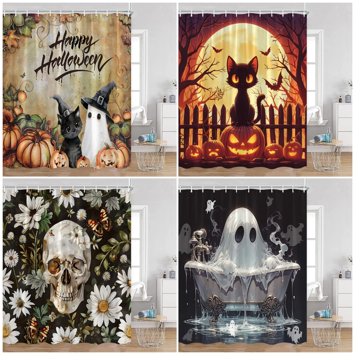 Aquarium Zombie - Rideaux de Douche Amusants pour Halloween,