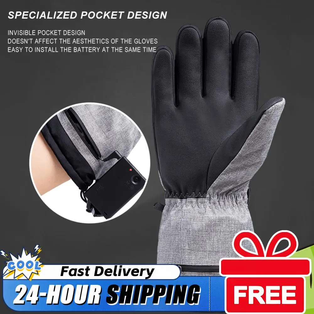 

Умные перчатки с подогревом, зимние водонепроницаемые перчатки с электрическим подогревом для езды на мотоцикле, занятий спортом на открытом воздухе и катанием на лыжах (перчатки + батарейный отсек)